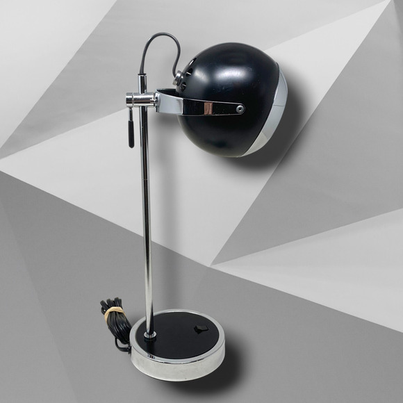 Vintage Hamilton Industries H-7 Eyeball Orb Desk Lamp Light Black Chrome MCM - Picture 3 of 9